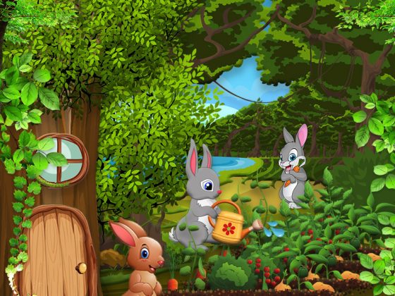 children’s illustration rabbit family