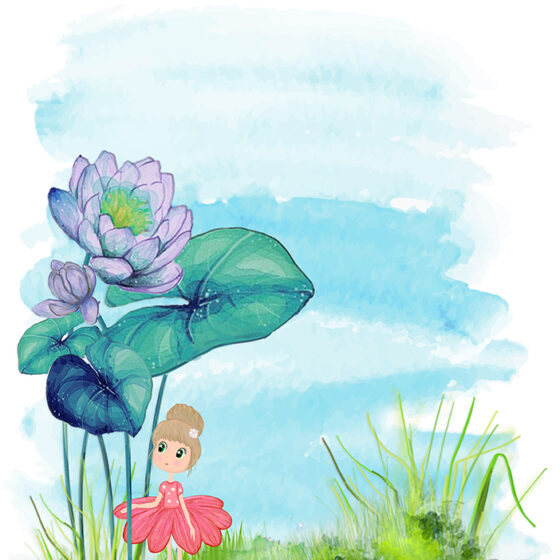 little girl and flower