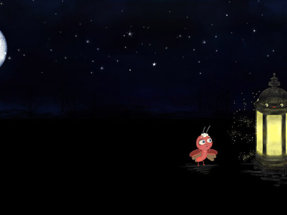 illustration firefly lantern are talking