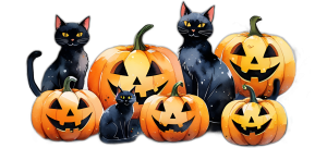 Pumpkins and cats